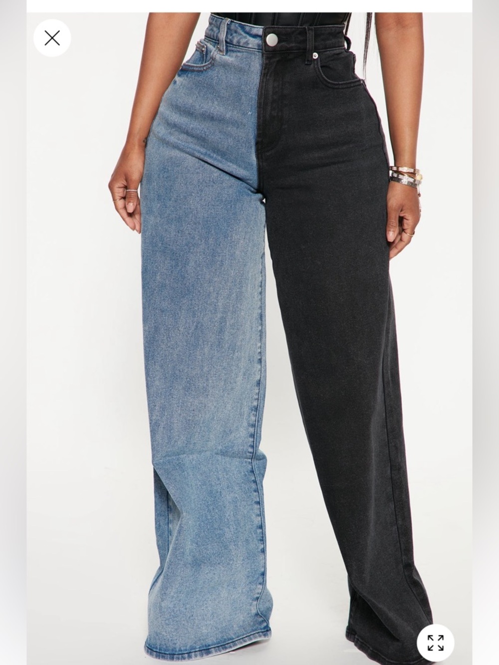 Fashion Nova Men’s Two-Tone Blue & Black Bootcut Jeans